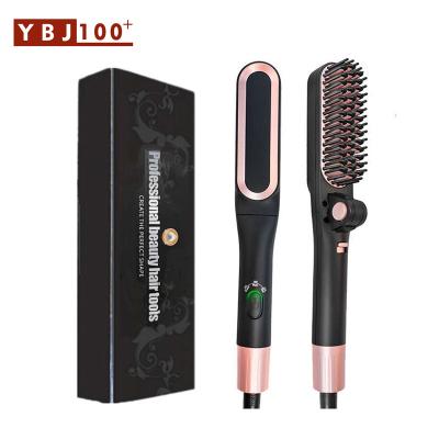 China Professional Car Heater YBJ Foldable High Quality Portable Beard PTC Styler Men Straight Brush Mini Electric Hot Hair Comb for sale