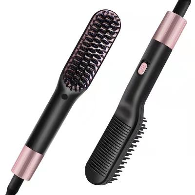 China YBJ Private Label Custom Mini Hair Tools Fast Heating Beard Straightening Mini Mens Hair Brush Electric Hot Comb for sale