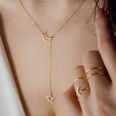 China FASHIONABLE Chain Factory Short Neck Chain Clavicle Necklace Gold Star Moon Fashion Direct Wholesale for sale