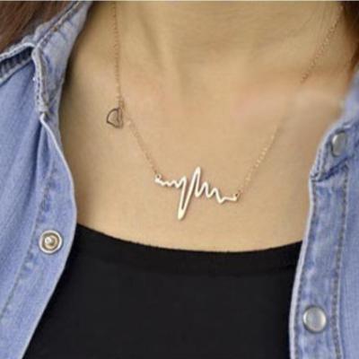 China FASHIONABLE Factory Outlet Alloy Heart Shape EKG Pendant Necklace Women for sale