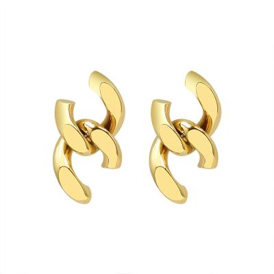 China Female 18K CLASSIC Gold Earrings Stud Earrings Titanium Chain Stitch Steel for sale