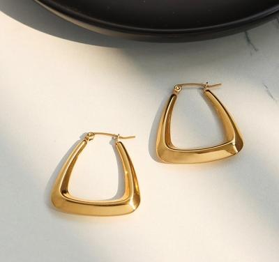 China Square Design CLASSIC Geometric Stainless Steel Stud Earrings 18k Gold Plated Non Fading Jewelry 2022 New for sale