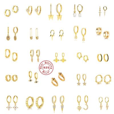 China 2022 Cute Custom Women Fashion Set 18k Gold Plated Zircon 925 Sterling Silver Hypoallergenic Hoop Earring for sale