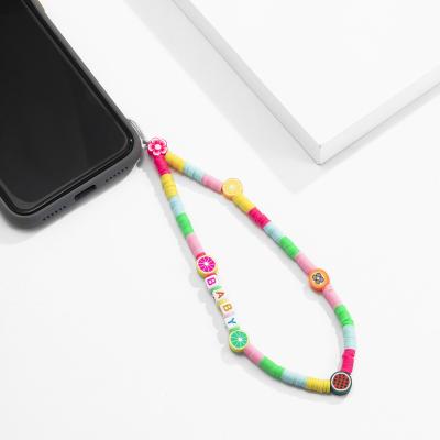 China FASHIONABLE INS Boho Fruit Polymer Clay Cotton Thread Plastic Beaded Telephone String Charm FASHIONABLE for sale