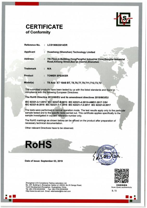 RoHS - Huasheng (shenzhen) Technology Limited