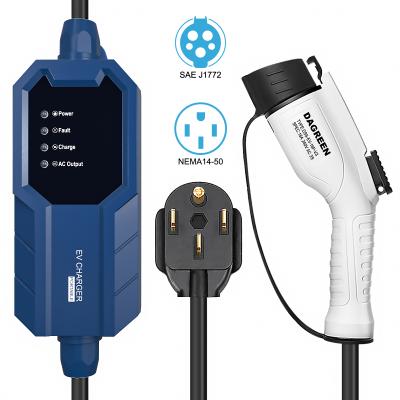 China Dagreen 16 Amp Portable EV Charger Type 1 SAE J1772 NEMA 14-50 Socket 3KW Ali-TJ-RX-14-50N-7.5M for sale