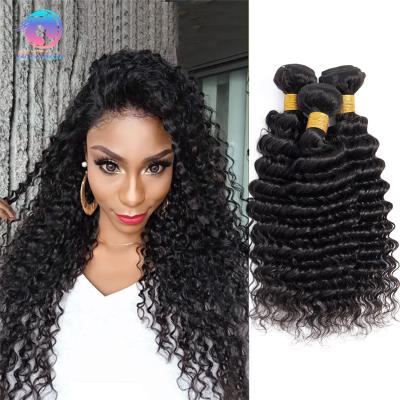 China 100% Straight Hair Weave Non-Remy Human Hair Bundles Natural Color Malaysian Deep Wave Hair Weave for sale