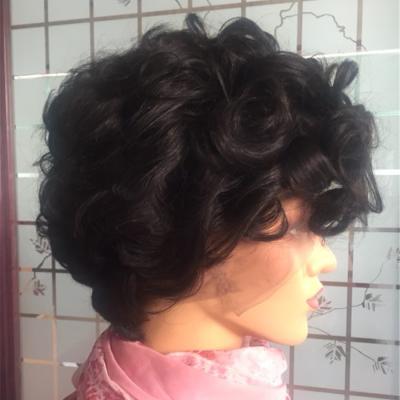 China Good Quality Short Curly Short Pixie Curly Human Hair Lace Front Wigs From The Front HTHAIR Pixie Cut Wigs 13*4 Full Lace Human Hair Wigs for sale