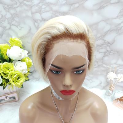 China Hot Sale Shortened Ombre Hair Wig Summer Hot Sale Shortcut #4T#613 Human Tape Bob Pixie Cut Blonde Hair Wig Grip Wigs 10 Inches for sale