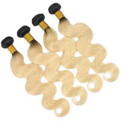 China 100% Virgin Hair Bundles Blonde 1B 613 Body Wave Ombre Hair Bundles Brazilian Hair Extension With Lace Frontal Closure for sale