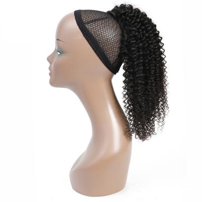 China Can Be Dye And Bleach Custom Brazilian Remy Afro Kinky Curly Drawstring Ponytail Hair Ponytail Extension For Women Of Color Clip In Ponytail for sale