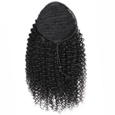 China Can Be Dye And Bleach Drawstring Ponytail Hair Extension HTHAIR For Afro Kinky Curly Ponytail 4b 4c Color Women Hair for sale