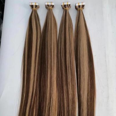 China Can Be Dye And Bleach Double Drawn Accent Tape Single In European Hair Extensions Hair Tape Hair Extension for sale