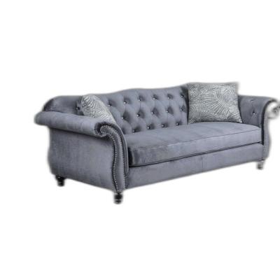 China Luxury High End Tufted Living Room Furniture Chesterfield Tufted 3 Seat Velvet Sofa for sale