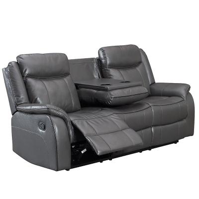 China COMFORTABLE HOME SOFA RECLINER MOTION LIVING ROOM FURNITURE EXTENDED LEATHER FABRIC EXTENDED GRAY for sale