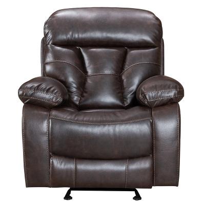 China Hot Selling Boy 1 Seater Extendable Lazy Chair Furniture SALON RECLINER Glider Brown Leather Air 1R for sale