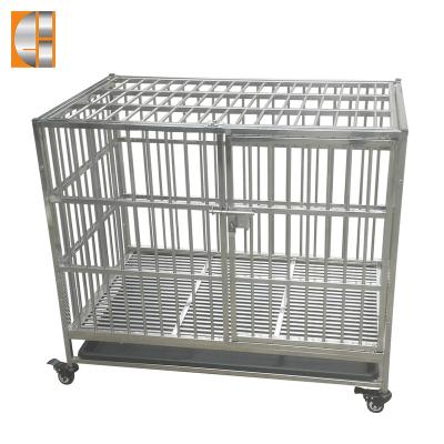 China Sustainable Stainless Steel Double Door Dog Crate With Four Wheels for sale