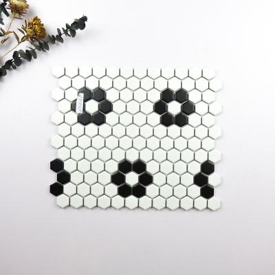 China Factory direct sale small flower pattern tile ceramic hexagonal mosaic tile parquet floor for sale