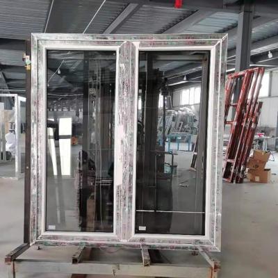 China White Plastic Double Glazed French Door Windproof UPVC Frame UPVC PVC Swing Windows and Doors with Reflective Glass for Patio for sale