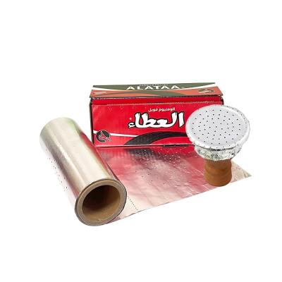 China Logotipo personalizado aceptado 8011 Shisha papel de aluminio rollo con agujero y línea de corte en venta