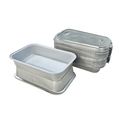 Chine Pans en aluminium argentées pour les repas à emporter Contenant en aluminium avec couvercle à vendre