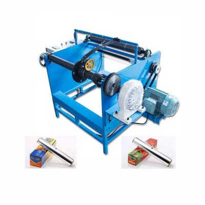 China Manual Aluminum Foil Rewinder For 350 KG Roll Food Aluminum Rewinding Machine for sale