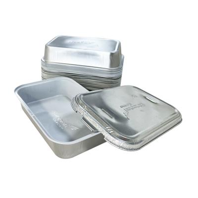 China Food Packing Aluminum Foil Container With Lid For Takeout To Go Food Package Oval Tray for sale