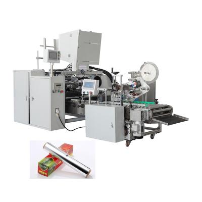 China 4.5kw Aluminiumfolie Automatische Wikkelmachine Met Automatische Etikettering Tinfolie Bbq Paper Rewinder Te koop