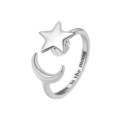 China European and American fashion jewelry trendy creative simple fresh moon star rotating ring adjustable wholesale for sale