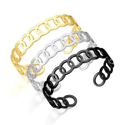 China 2022 new popular FASHIONABLE open hollow open bracelet titanium steel minority cuff bracelet wholesale sales for sale