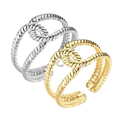 China 2022 New European and American Popular Titanium Steel Open Ring Fashion Stainless Steel Dough Twist Wholesale Fried Rings for sale