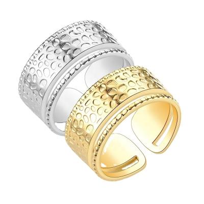 China 2022 new European and American fashion open titanium ring pattern stainless steel ring geometric striking retro wholesale sales for sale