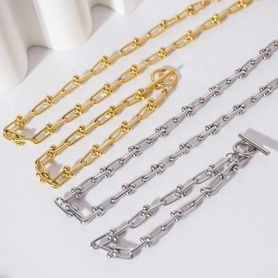 China Retro FASHIONABLE Hip Hop Thick Chain Color Preserving New Jewelry Female Horseshoe Chain Titanium Steel Bracelet for sale