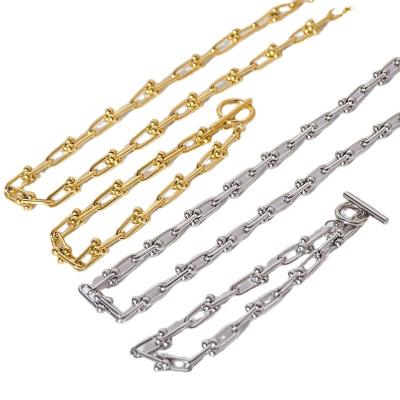 China Retro FASHIONABLE Hip Hop Thick Chain Color Preserving New Jewelry Female Horseshoe Chain Titanium Steel Necklace for sale