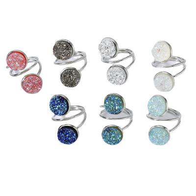 China Fashion TRENDY European and American double heads adjustable ring resin imitation crystal bud ring wholesale for sale