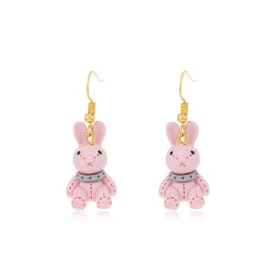 China European and American Fashion Personalized Cartoon Resin Jewelry Doll Rabbit Resin Drop Earrings TRENDY for sale