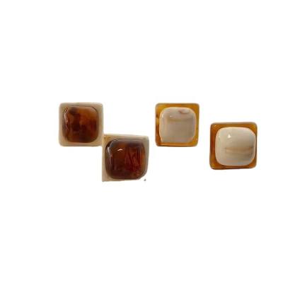 China Fashionable Korean single needle silver retro personality temperament small square resin earrings for sale