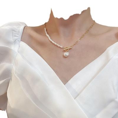 China Simple fashion freshwater pearl clavicle clavicle chain T bar necklace baroque net red fresh style CIA FASHIONABLE for sale