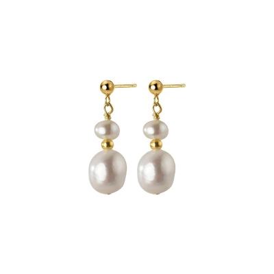 China TRENDY New multi bead 3-4mm small stud earrings Baroque shaped 8-9mm natural fresh water pearl earring wholesale for sale