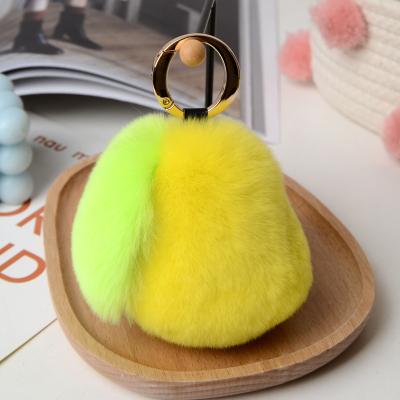 China DIY Jewelry Making New Creative Beautiful Rex Rabbit Fur Fruit Pear Pendant for Car Key Chain or Bags Decoration for sale