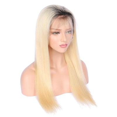 China Softest Comfortable Hair Spicy Dark Root Blonde Wig For Women Brazilian Remy 1B 613 Lace Front Human Hair Wig With Baby Hair Ombre Color Women for sale