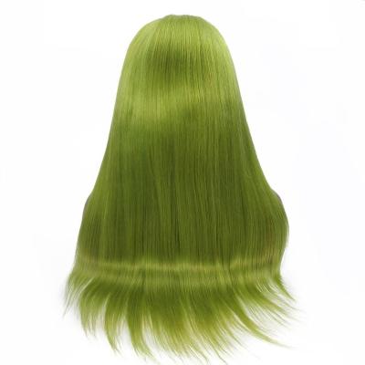 China The prmium 10a straight green custom wig has the softest and most comfortable quality hair and can do wig box packaging custom logo for sale