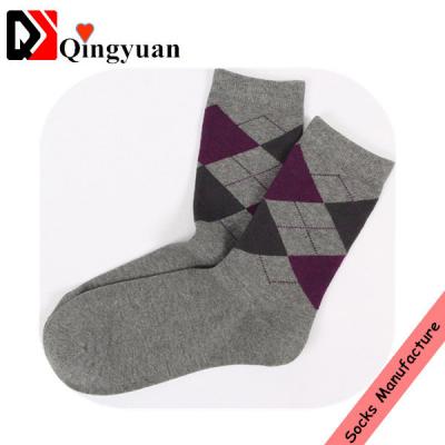 China Men Antibacterial Cotton Socks With Diamond Pattern for sale