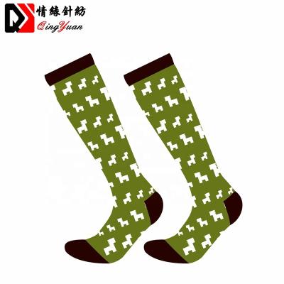 China Custom Wholesale Antibacterial Nylon Horse Pattern Printing Equestrian Socks for sale