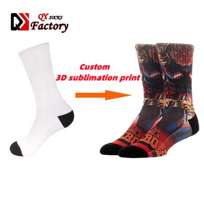 China Hot Selling QUICK DRY Custom 360 Polyester Crew Tube Digital Printing Empty White Sock For Sublimation for sale