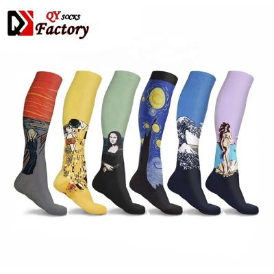 China Custom OEM QUICK DRY paint men's sports sock sublimation printing blank compression sports socks for sale