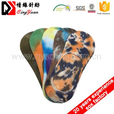 China Fashion Non-slip Design Wholesale Custom Tie Dye Color Stocking Cut Invisible Socks Women No Show Cotton for sale