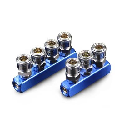 China Factory Multi Hose Air Manifold Distributor, Pneumatic Quick Plug In Aluminum Hose Connector Block Splitter Manufacturer for sale