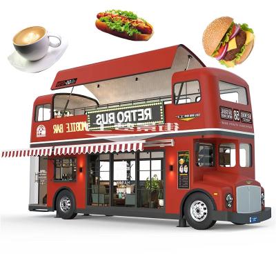 China Mobile Vegetable Processing Plant Pizza Food Truck With Equipment Airstream Food Truck Mini Double Decker Bus Restaurant Food Trailer for sale