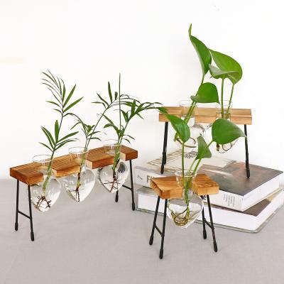 China Creative Glass Hydroponic Transparent Fresh Desktop Container Planter Europe Green Dill Vase Desktop Decoration for sale